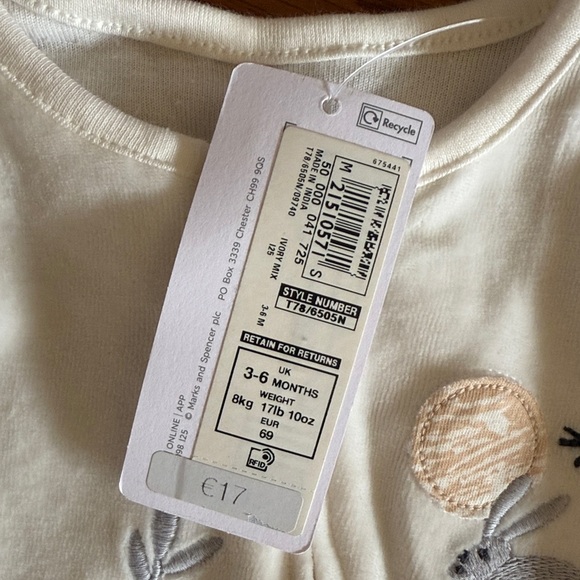 NEW European Cozy White Footed Pajamas with bunny rabbit Design - Picture 6 of 6